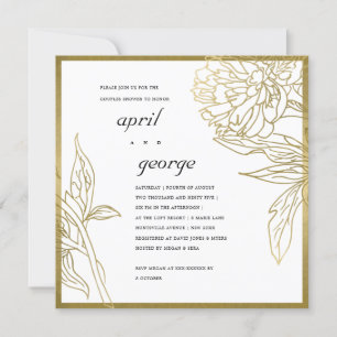  ELEGANT GOLD FOIL FLORAL COUPLES SHOWER INVITE