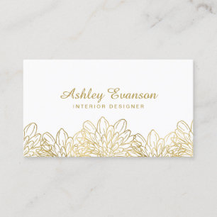 Elegant Gold Foil Floral Modern Flowers Business Card