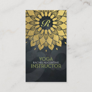 Elegant Gold Foil Floral Yoga Meditation Om Symbol Business Card