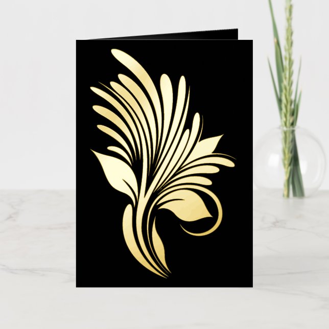 Elegant Gold Foil Flourish Foil Greeting Card (Front)