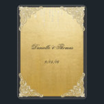 Elegant, Gold Foil, Glitter, Wedding Advice Card<br><div class="desc">Funny comment,  advice cards for your guests. Pretty faux gold foil paper,  glitter and sparkles Lovely faux gold,  filigree corners with black border. Personalise text to any silly,  fun questions or comments you want.</div>
