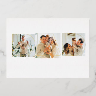 Elegant Gold Foil Happy Father's Day 3 Photo Card