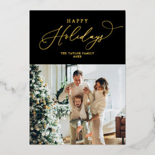 Elegant Gold Foil Happy Holidays Christmas Holiday Card