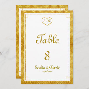 Elegant Gold Foil Heart Frame Wedding TABLE NUMBER