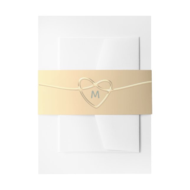 Elegant Gold Foil Heart Wedding Belly Band Invitation Belly Band (Front Example)