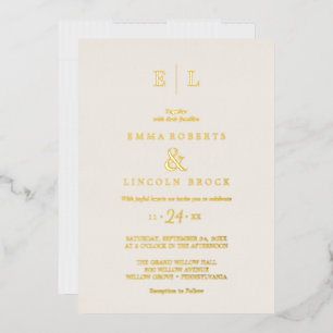 Elegant Gold Foil Ivory Monogram Wedding