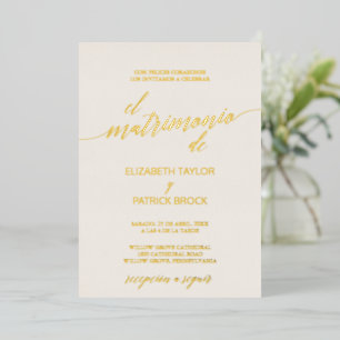 Elegant Gold Foil Ivory Spanish Wedding