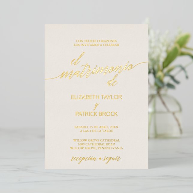 Elegant Gold Foil | Ivory Spanish Wedding (Standing Front)