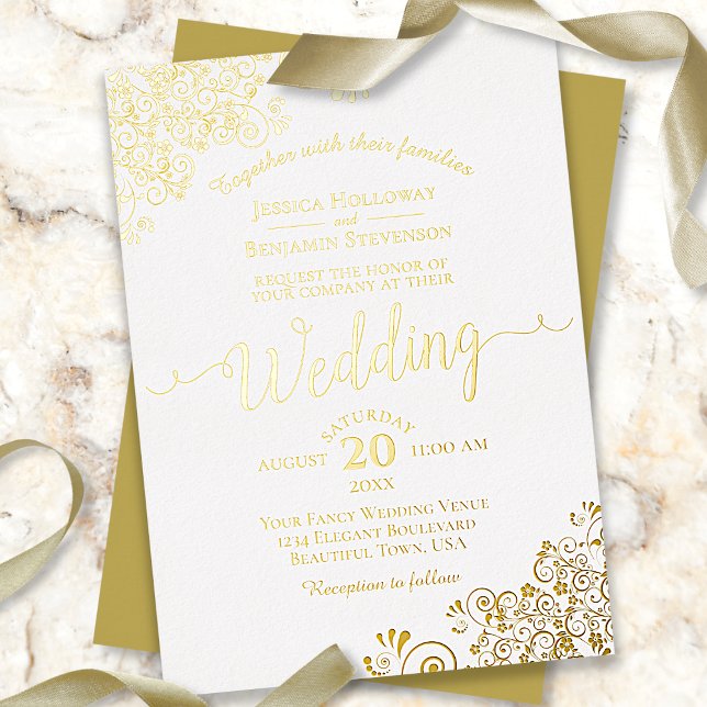 Elegant Gold Foil Lace on Classic White Wedding (Creator Uploaded)