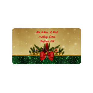 Elegant Gold Foil Look Christmas Label