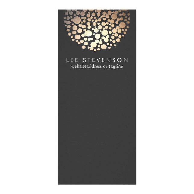 Elegant Gold Foil Look Circles Stylish Black Rack Card (Front)
