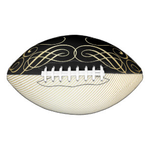 Elegant Gold Foil Look Scrollwork Script Stripes American Football
