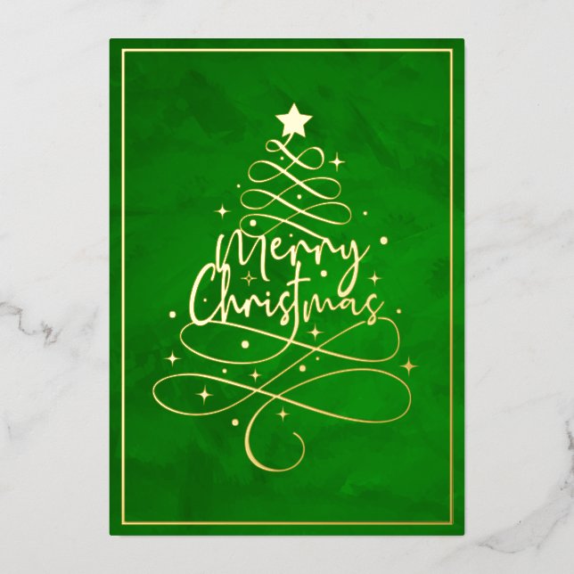 Elegant Gold Foil Merry Christmas Foil Holiday Card (Front)