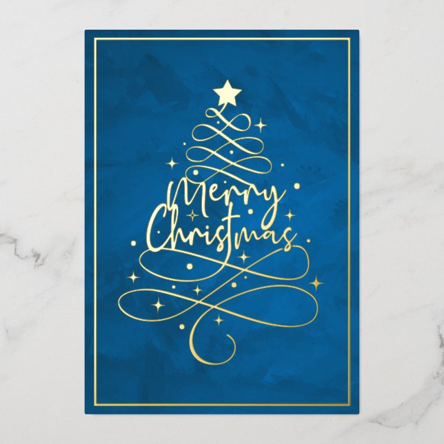 Elegant Gold Foil Merry Christmas Foil Holiday Card (Front)