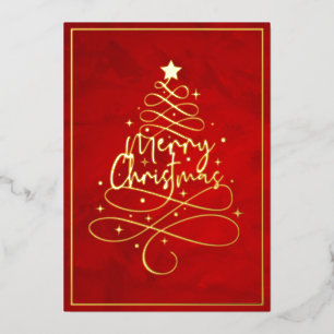Elegant Gold Foil Merry Christmas Foil Holiday Card