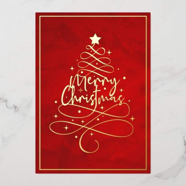 Elegant Gold Foil Merry Christmas Foil Holiday Card (Front)