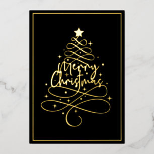 Elegant Gold Foil Merry Christmas Foil Holiday Card