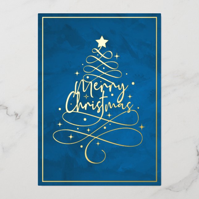 Elegant Gold Foil Merry Christmas Holiday Card (Front)