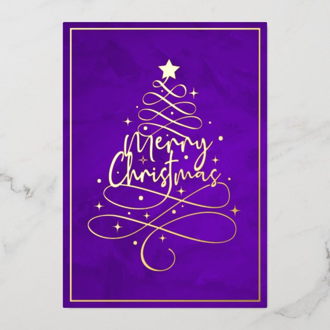 Elegant Gold Foil Merry Christmas Holiday Card (Front)