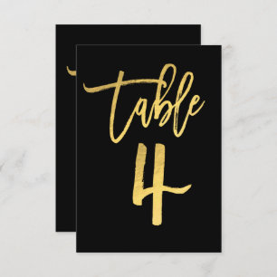 Elegant Gold Foil Modern Script Table Number 4