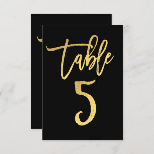 Elegant Gold Foil Modern Script Table Number 5