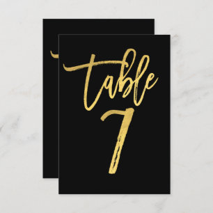 Elegant Gold Foil Modern Script Table Number 7