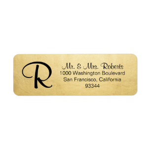 Elegant Gold Foil Monogram Letter Return Address