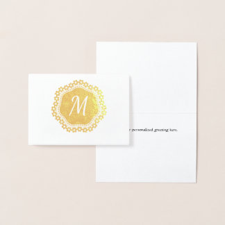 Elegant Gold Foil Monogram Note Card