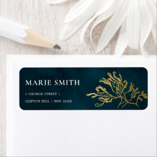ELEGANT GOLD FOIL NAVY UNDERWATER SEAWEED WEDDING