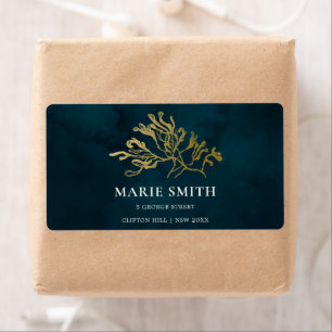 ELEGANT GOLD FOIL NAVY UNDERWATER SEAWEED WEDDING 