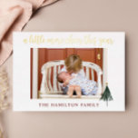 Elegant Gold Foil New Baby Photo Christmas Card<br><div class="desc">Announce the arrival of the newest addition to the family with this elegant gold foil photo christmas card.  Add 4 photos and customise the text to share all your baby's birth stats.  Visit my christmas card collection to view all family christmas card options.</div>