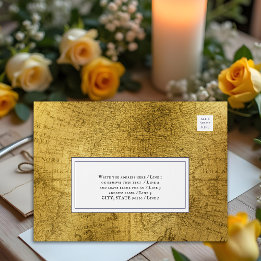 Elegant Gold Foil Old Map Wedding Envelope
