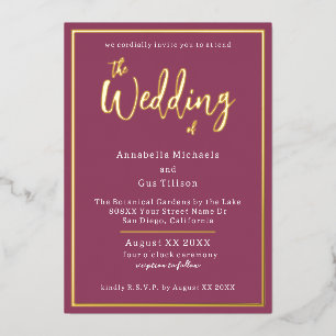 Elegant Gold Foil on Fuchsia Wedding
