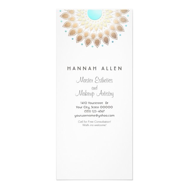 Elegant Gold  Foil Ornate Leaf Mandala Wood LOOK Rack Card (Front)