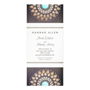 Elegant Gold  Foil Ornate Leaf Mandala Wood LOOK Rack Card