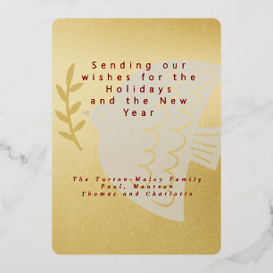Elegant Gold Foil Peace Dove Love Christmas  Holiday Card