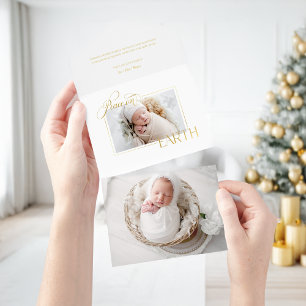 Elegant Gold Foil Peace on Earth Photo All In One Invitation