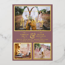 Elegant GOLD FOIL Photo Collage Dusty Rose Wedding