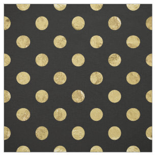 Elegant Gold Foil Polka Dot Pattern - Gold & Black Fabric
