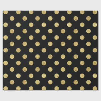 Elegant Gold Foil Polka Dot Pattern - Gold & Black Wrapping Paper