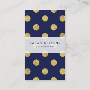Elegant Gold Foil Polka Dot Pattern - Gold & Blue Business Card