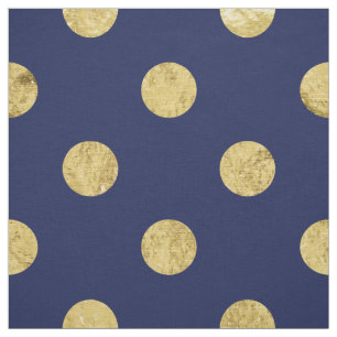 Elegant Gold Foil Polka Dot Pattern - Gold & Blue Fabric