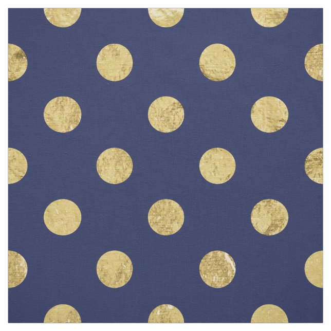 Elegant Gold Foil Polka Dot Pattern - Gold & Blue Fabric (Swatch)