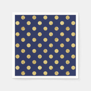 Elegant Gold Foil Polka Dot Pattern - Gold & Blue Napkin