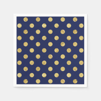 Elegant Gold Foil Polka Dot Pattern - Gold & Blue Napkin