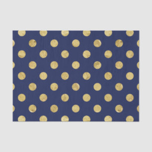 Elegant Gold Foil Polka Dot Pattern - Gold & Blue Tissue Paper
