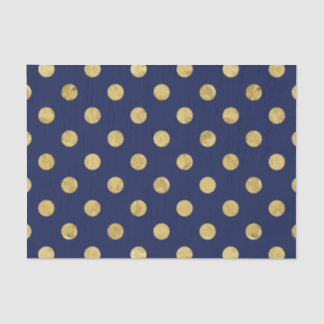 Elegant Gold Foil Polka Dot Pattern - Gold & Blue Tissue Paper