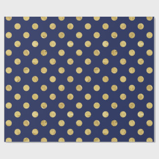 Elegant Gold Foil Polka Dot Pattern - Gold & Blue Wrapping Paper