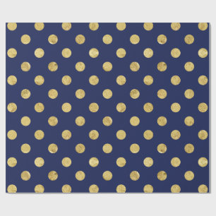 Elegant Gold Foil Polka Dot Pattern - Gold & Blue Wrapping Paper