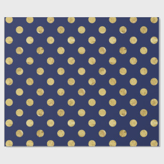 Elegant Gold Foil Polka Dot Pattern - Gold & Blue Wrapping Paper